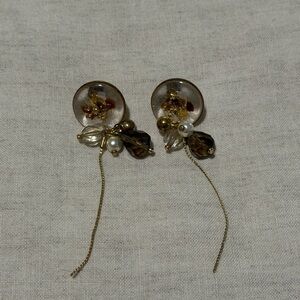 Chic Gold and Brown Dangle Earrings